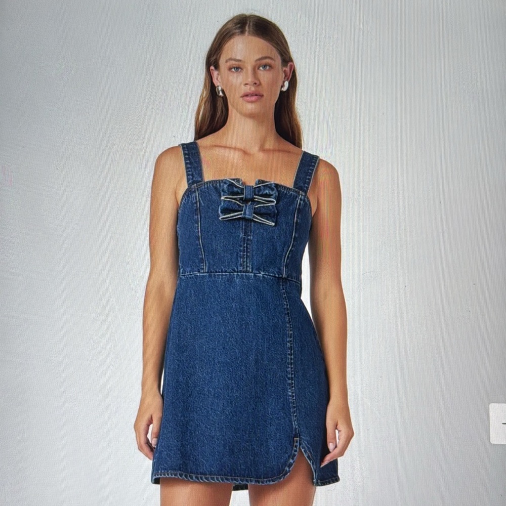 Endless rose Denim Blue mini Dress xs nwt